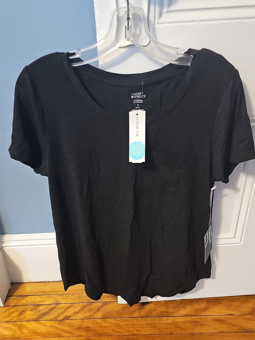 NWT Market & Spruce Black Scoop Neck Short Sleeve Pocket Tee